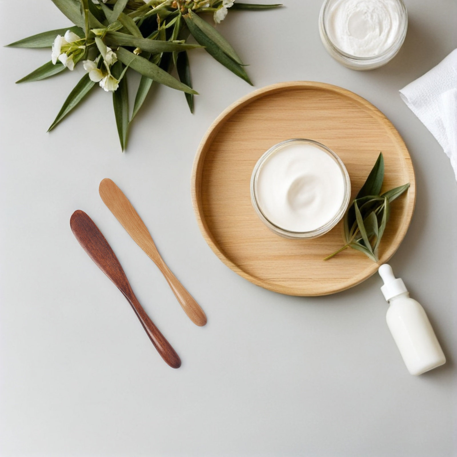 Skincare Natur E - طقم ملاعق خشبية للعناية بالبشرة من