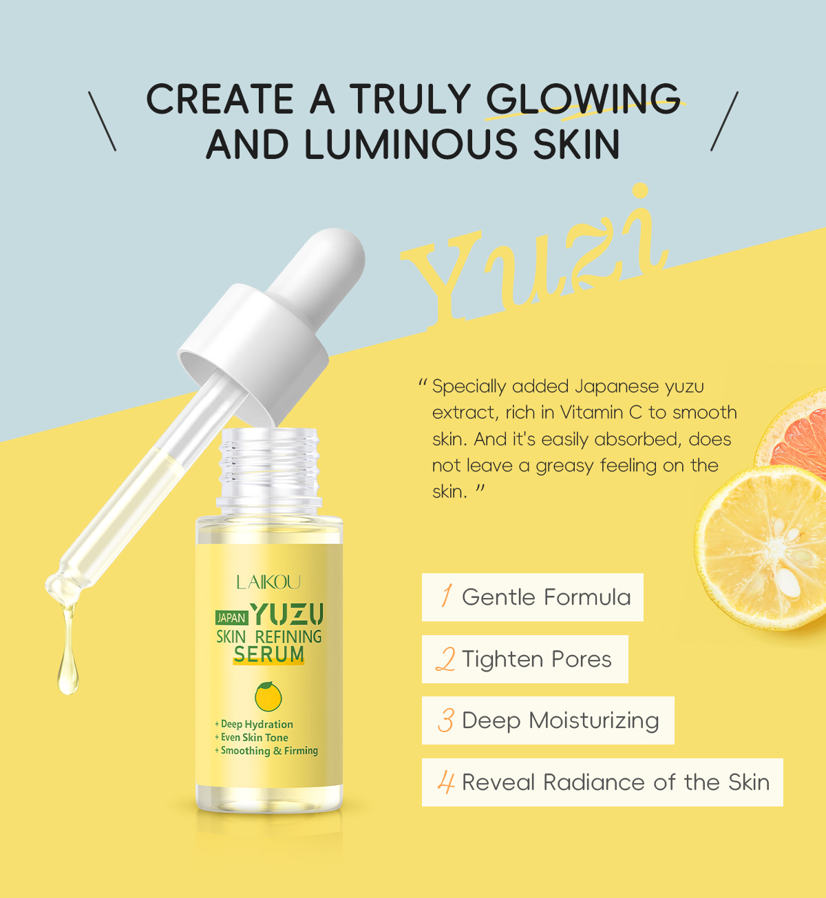 LAIKOU الجريب فروت جوهر YUZU ج - مراجعة Niacinamide Brightening Serum وسعره