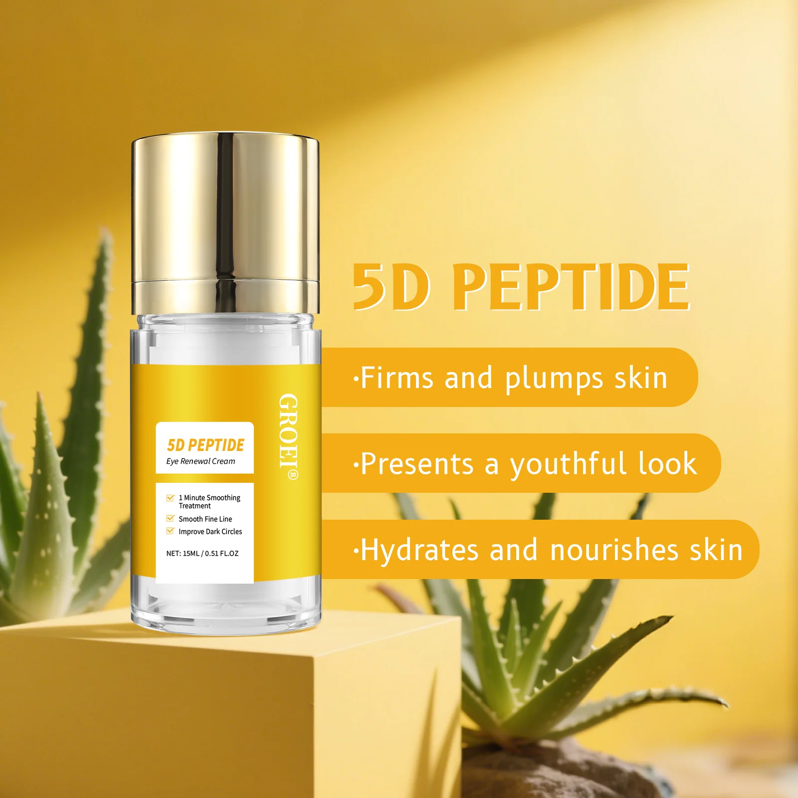حل الدائرة الداكنة والانتفاخ:  - مراجعة Eye Cream Peptide وسعره